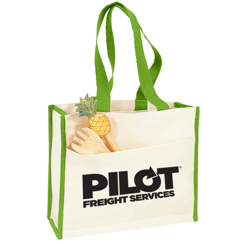 Canvas Gusset Tote w/Colored Handles 5