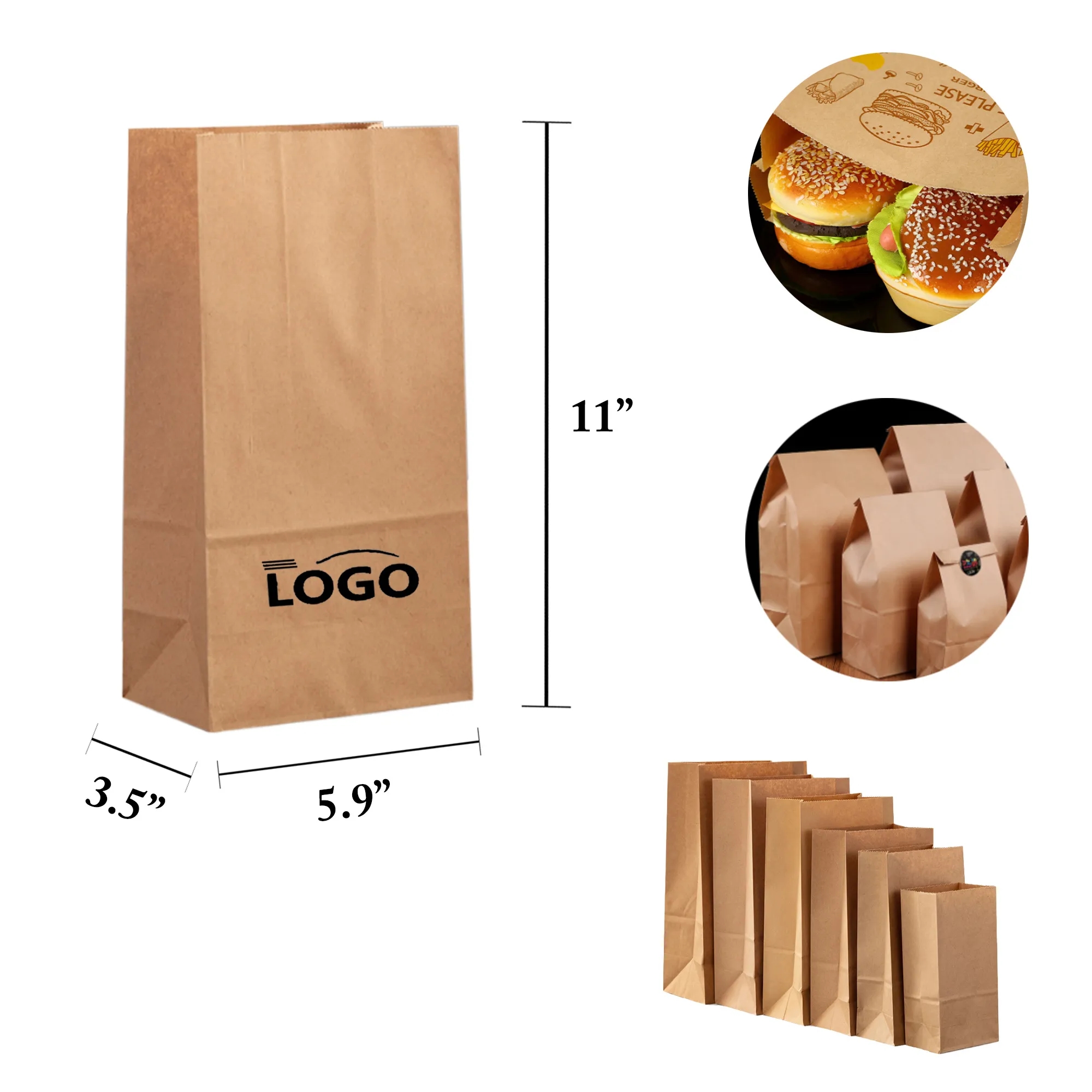 MOQ100 Disposable Kraft Bread Packaging Bag 1