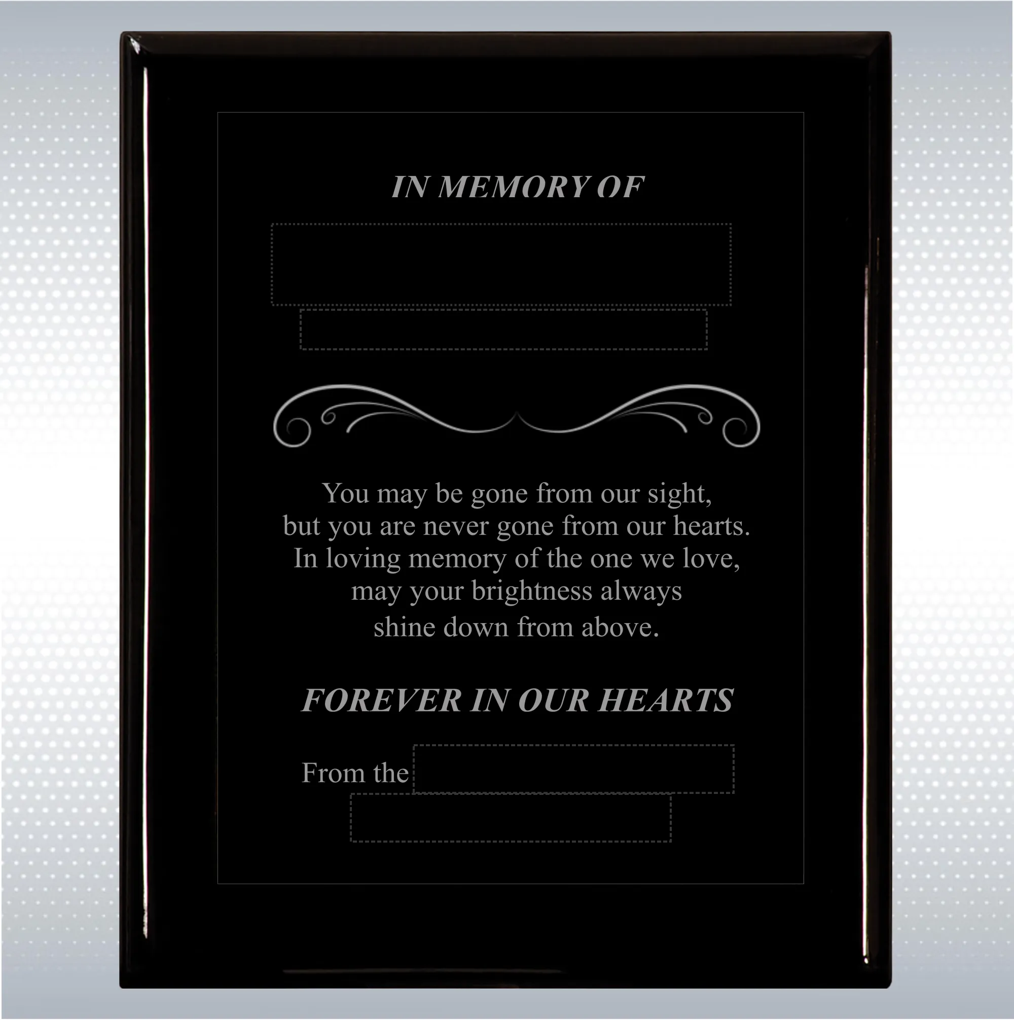Black Piano Finish Wood Plaque Memorial Gift Award 12