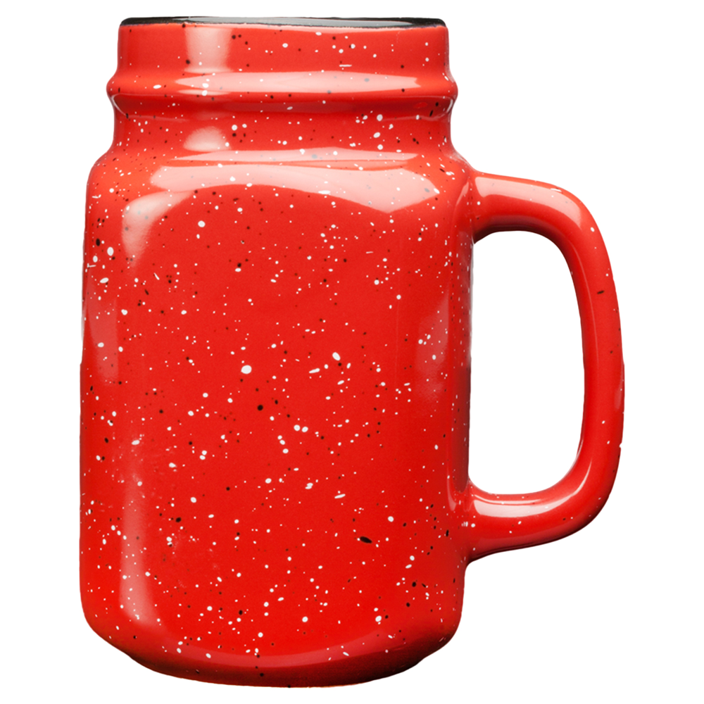16 oz. Glossy Speckled Ceramic Mason Jar Coffee Mugs