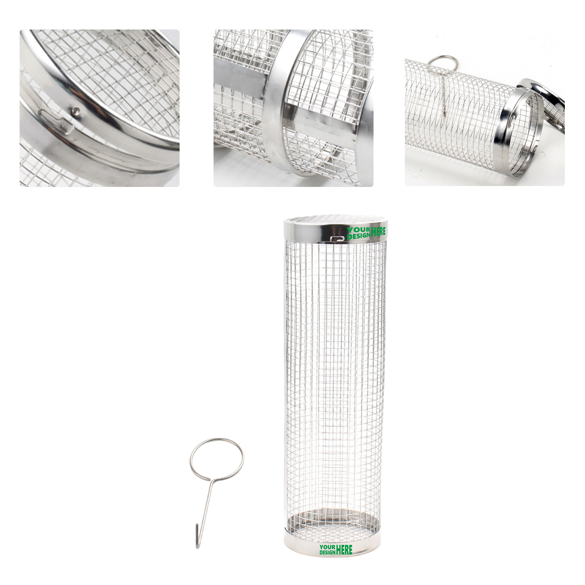 MOQ50 Custom Rolling BBQ Basket 304 Stainless Steel 2