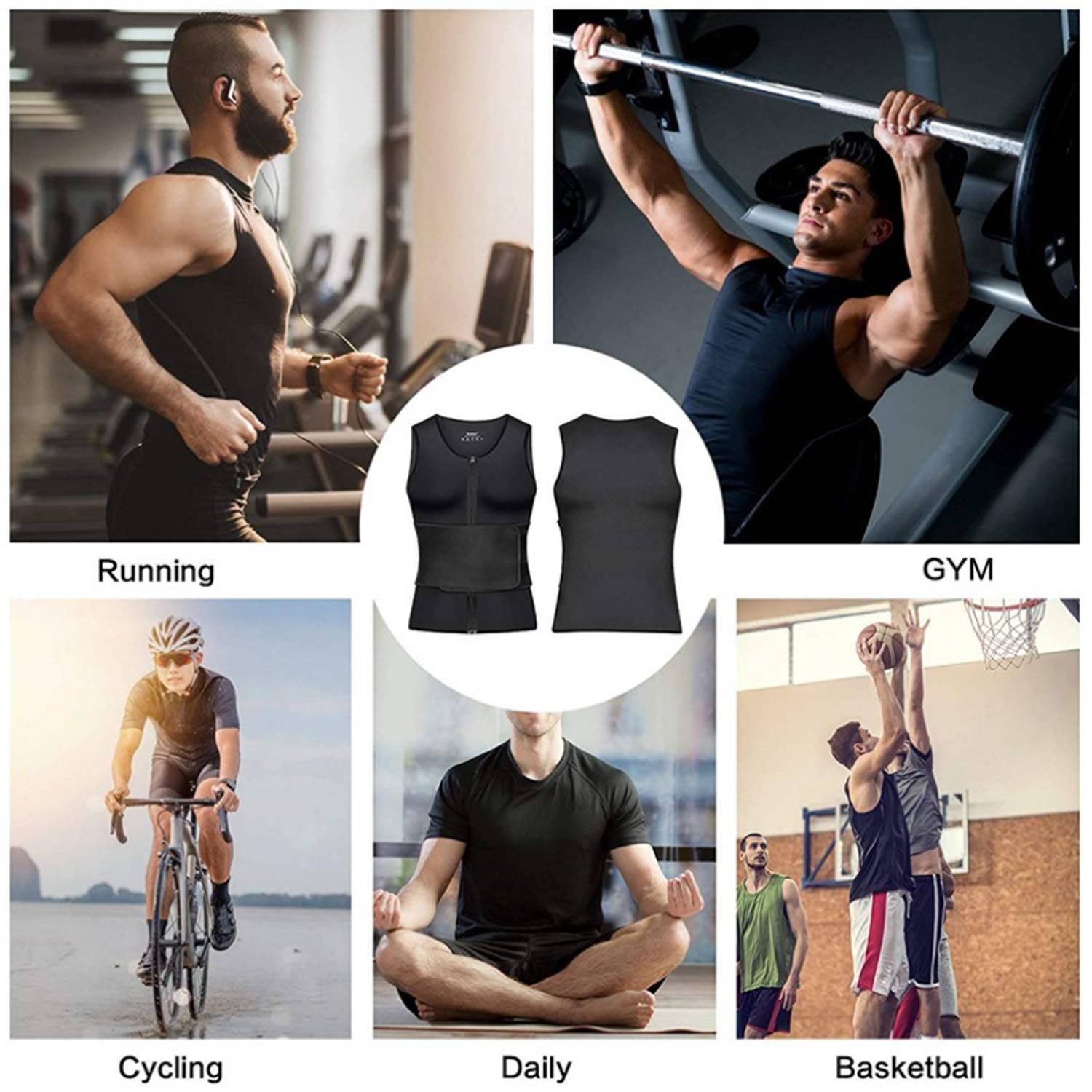 Men's Neoprene Body Shaper Vest w/ Adjustable Belt 5