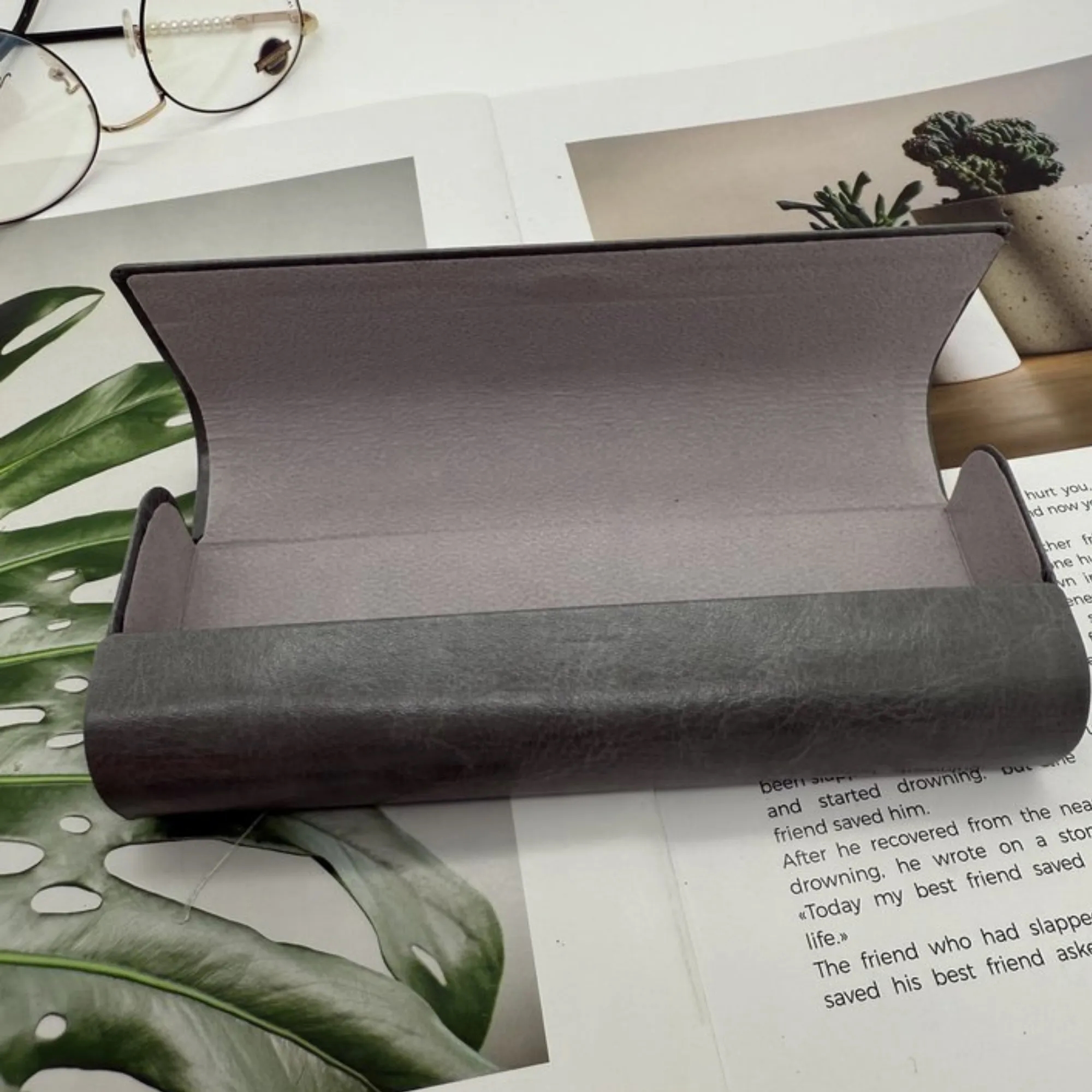Leather Spectacle Case Glasses Pouch Eyeglass Box 5