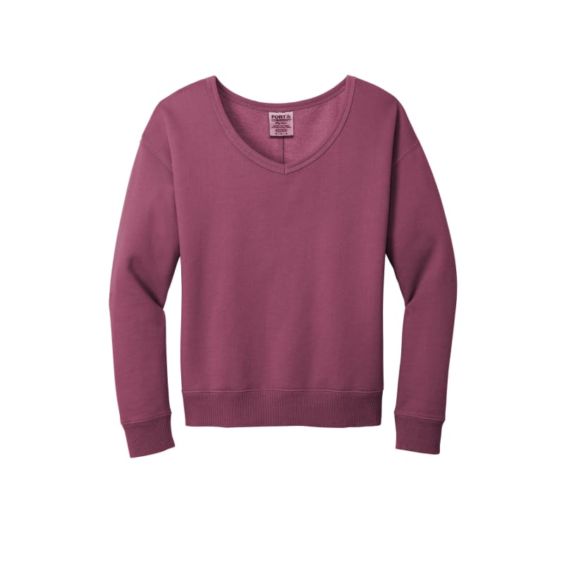 Port & Company Women's Beach Wash Garment-Dyed V-Neck Sweatshirt, custom hoodie or sweatshirt with logo imprint 6
