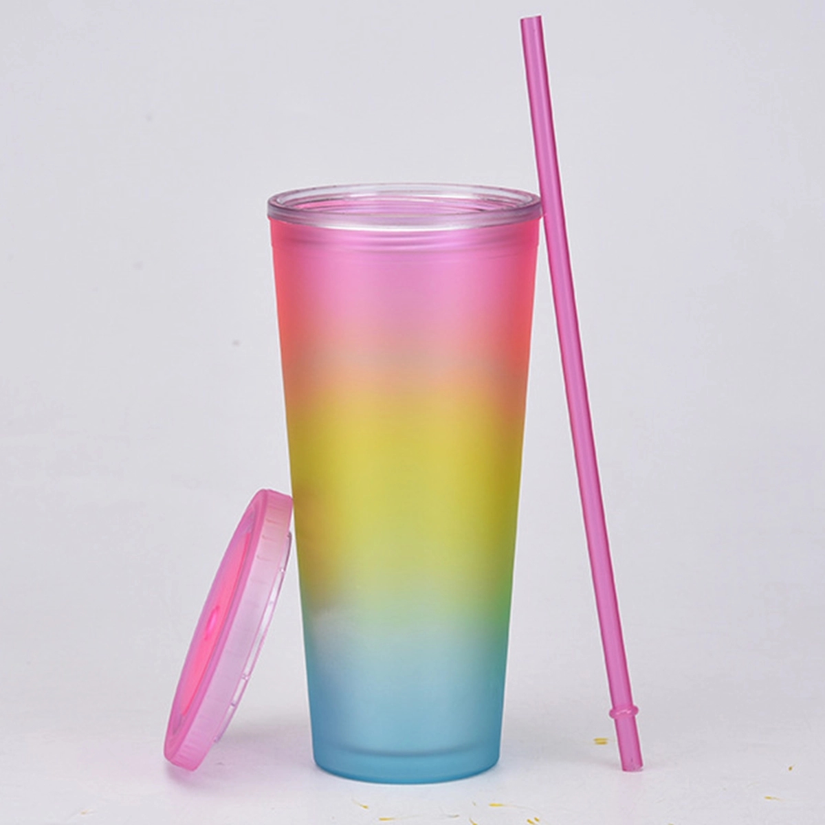 24 Oz Double Wall Colorful Plastic Tumblers With Lids 3