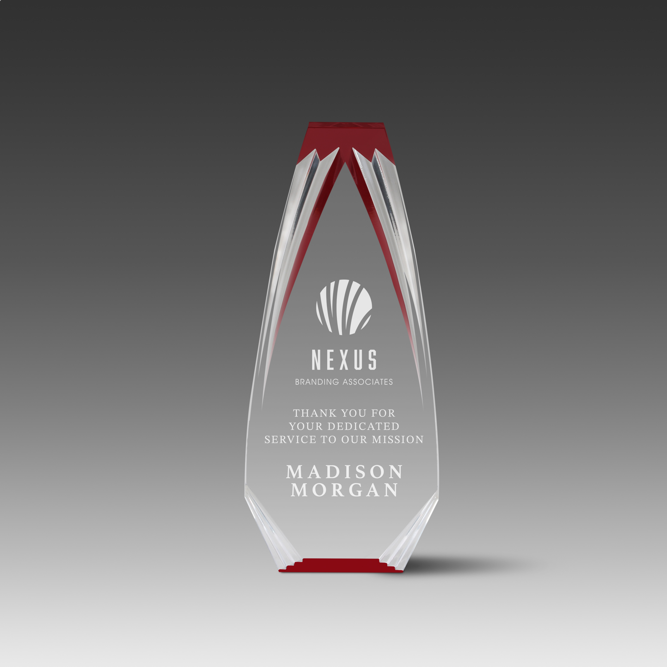 Diamond Carved Obelisk Stand Up Award (3-3/8"x8"x1") 1