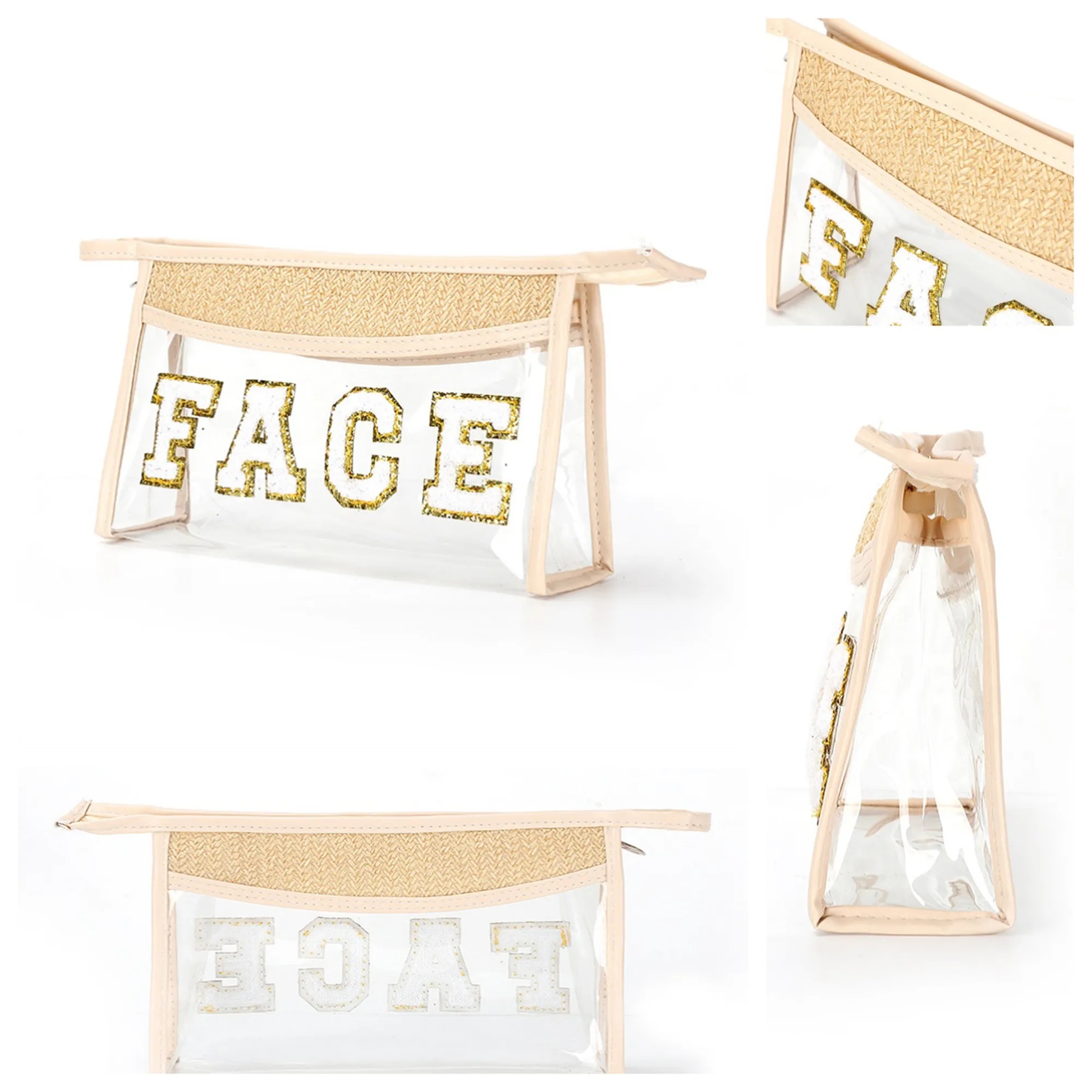Clear PVC & Straw Cosmetic Bag - Leakproof Organizer 3