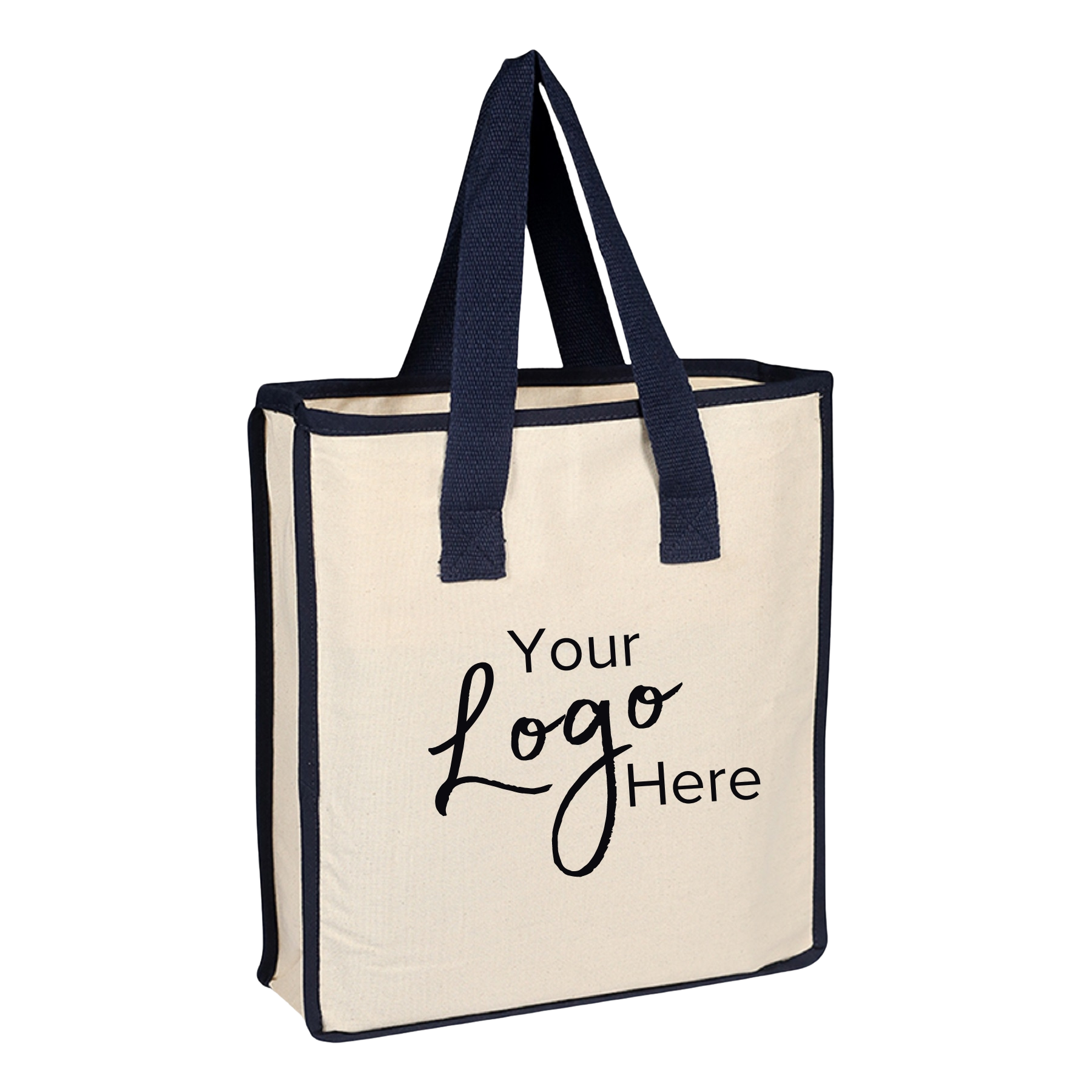 Canvas Shopping 14"W x 15"H x 4" Gusset Bag with Natural Handles, custom tote bag with logo imprint 11