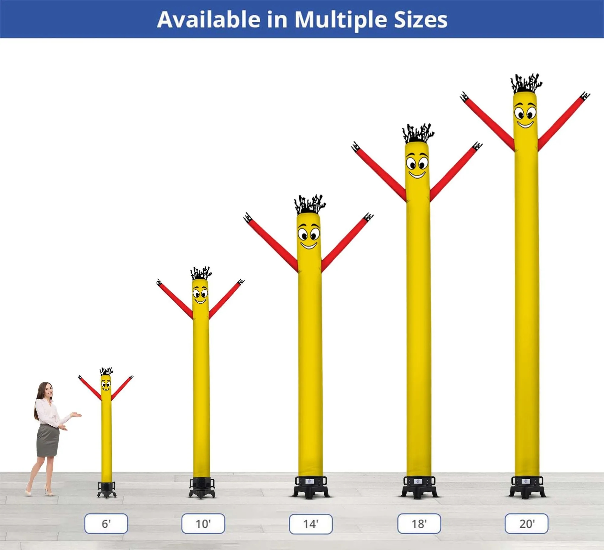 Yellow with Red Arms Inflatable Tube Man with Blower 7