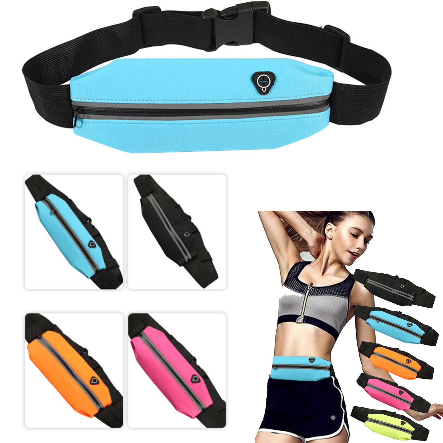 Multifunctional Zipper Pockets Water Resistant Waist Bag 1