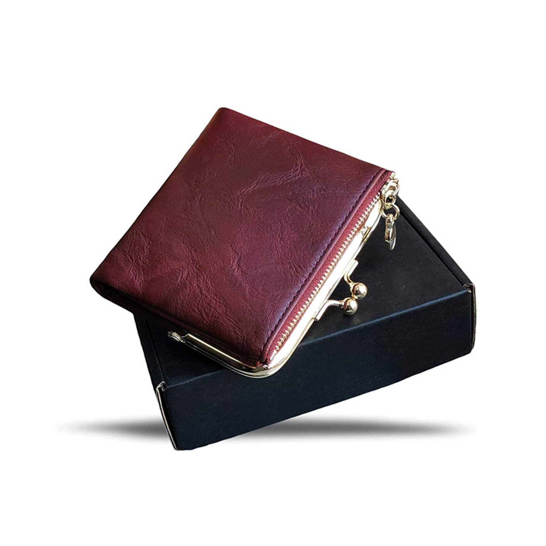 Genuine leather Ladies Coin Purse With Zipper and Kiss Lock 3