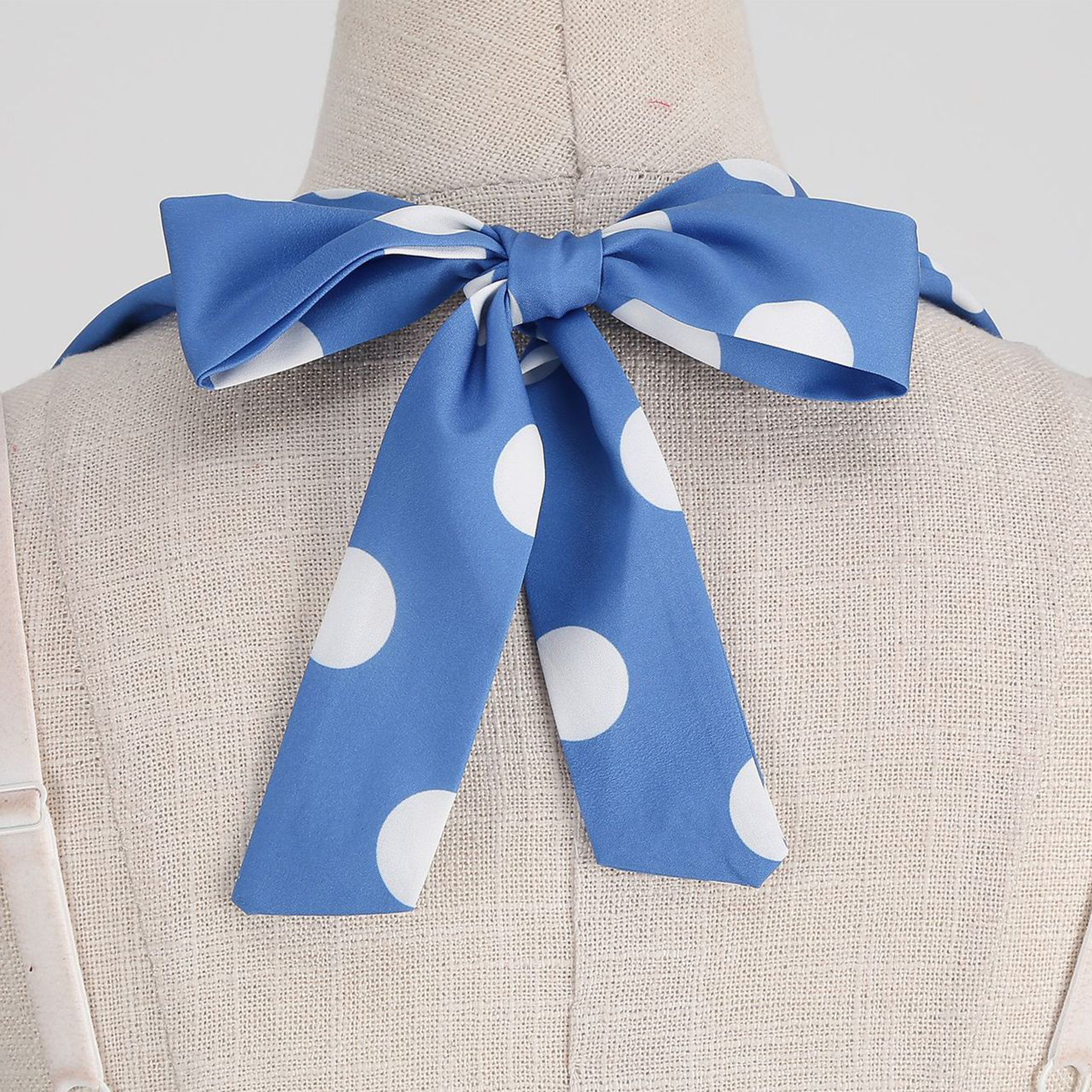 Polyester Retro Polka Dot Strapless Dress 3