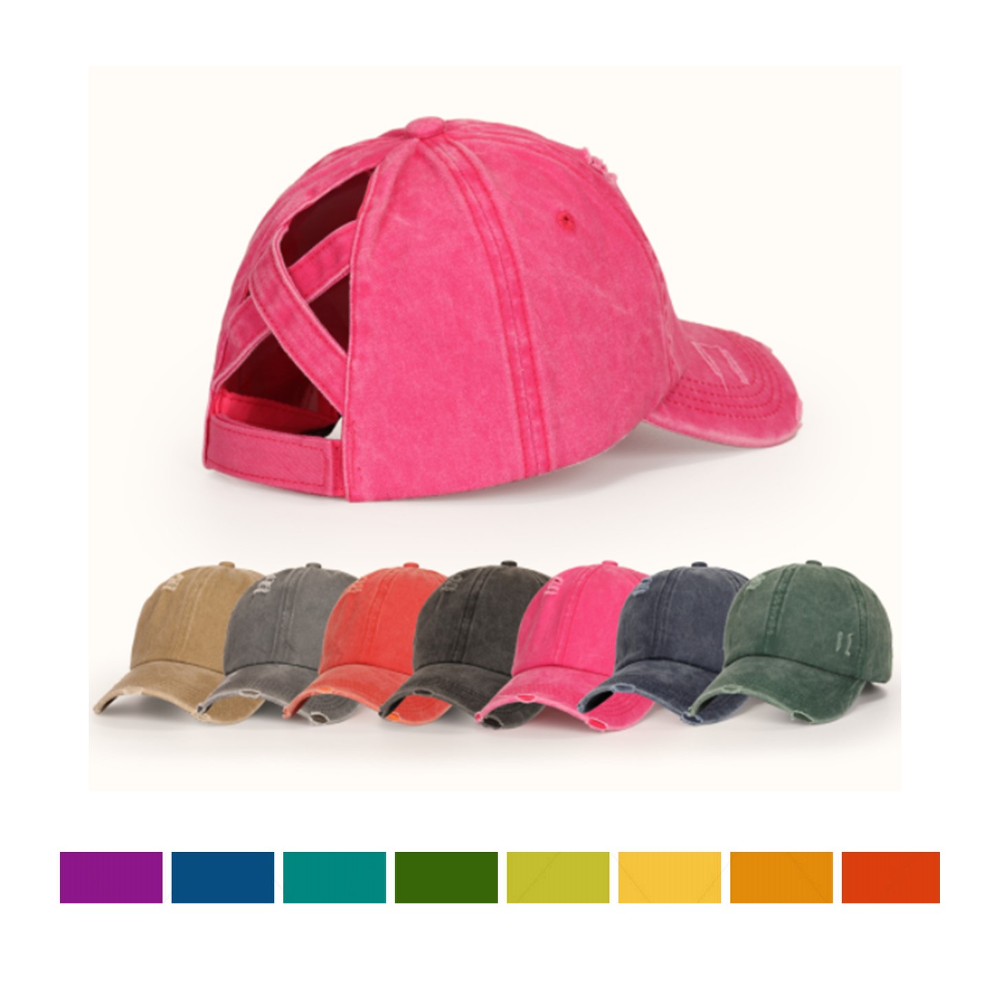 Washed Denim Ponytail Baseball Cap 3