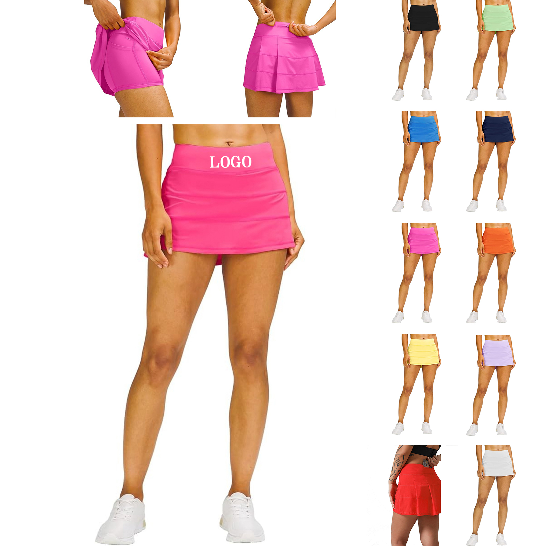 Women's Pleated Workout Built in Tennis Skirt 6