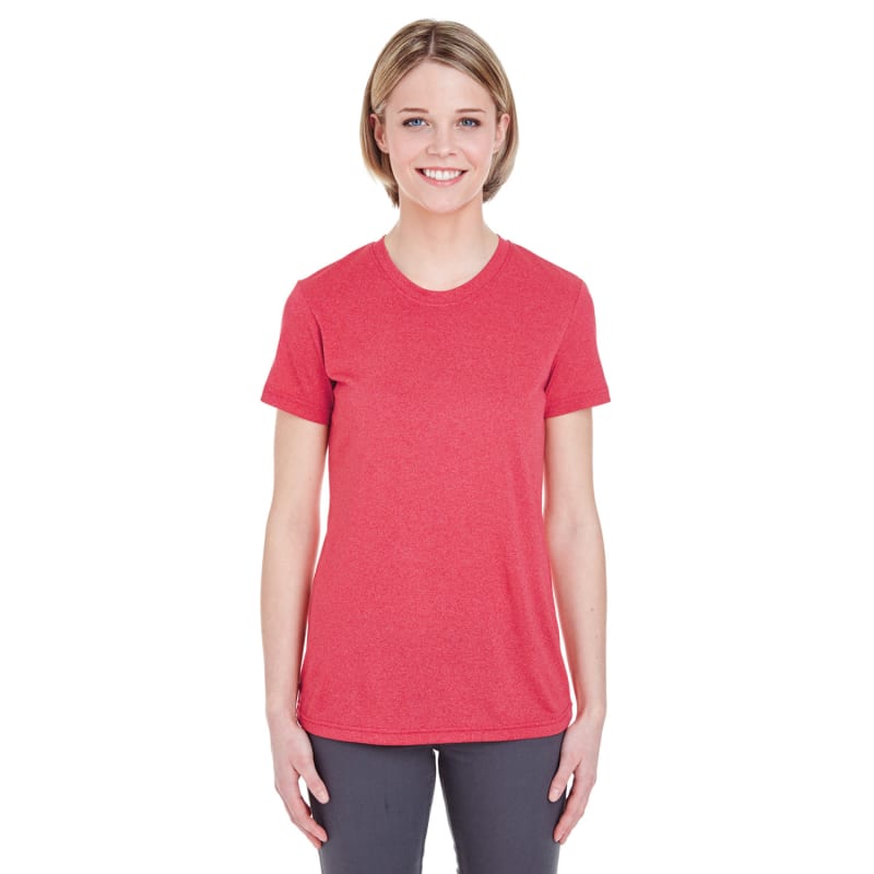 UltraClub Ladies' Cool & Dry Heathered Performance T-Shirt 2