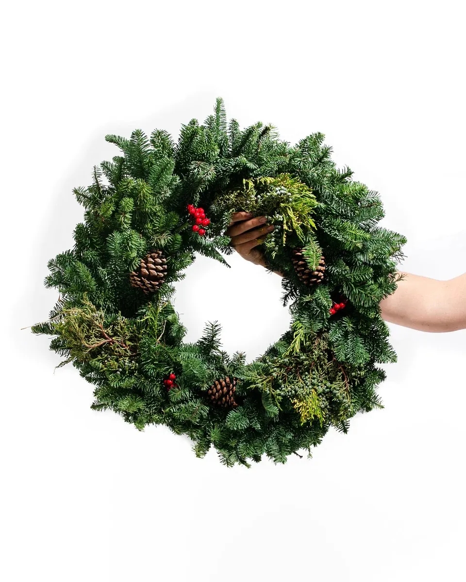 Small or Medium Fresh Cut Noble Fir Juniper & Cedar Wreath