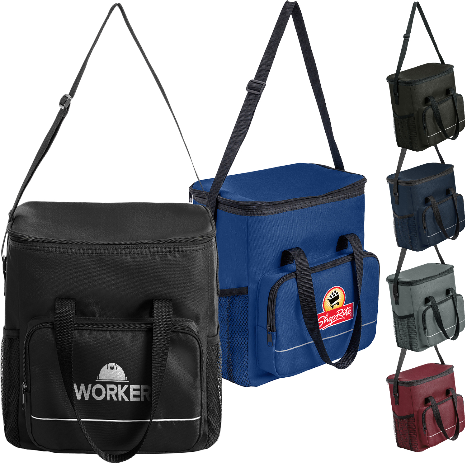 600D Insulated Lunch Bag with Side Mesh Pocket & Double Handles 5