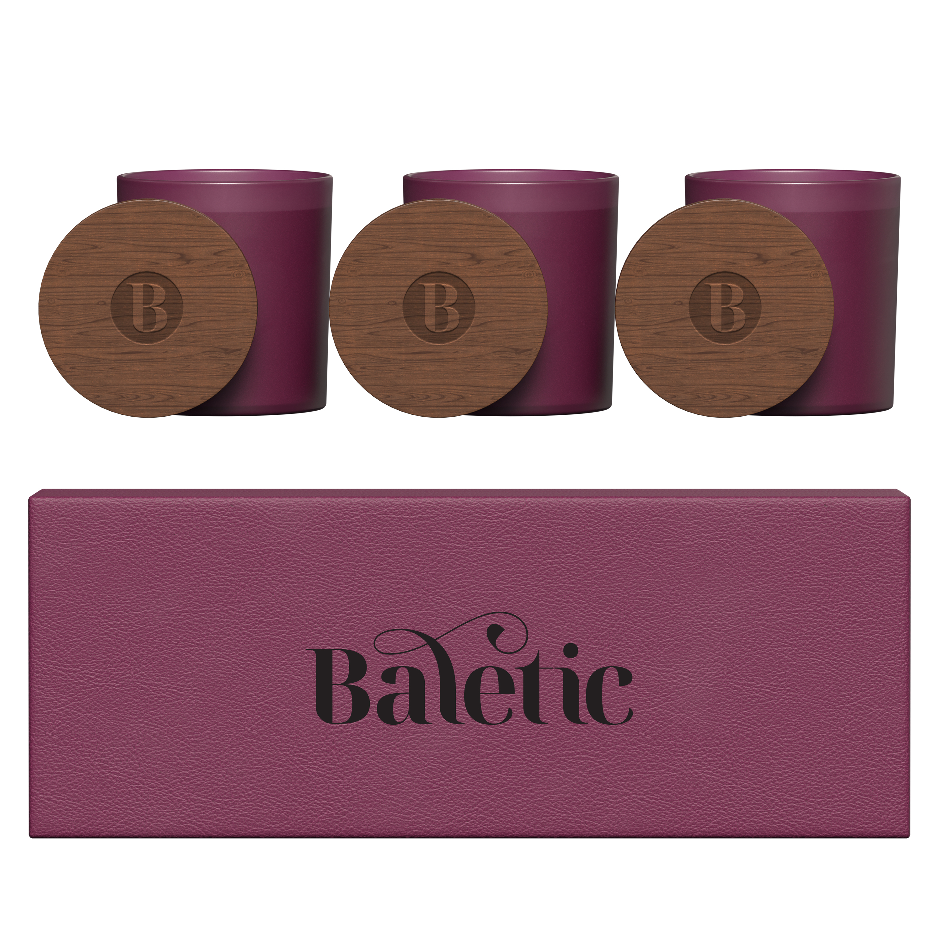 Vista glass candle 3-pack with acacia wood lids 12