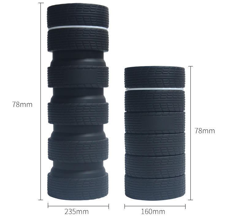 Tire Shape Collapsible Silicone Water Bottle 6