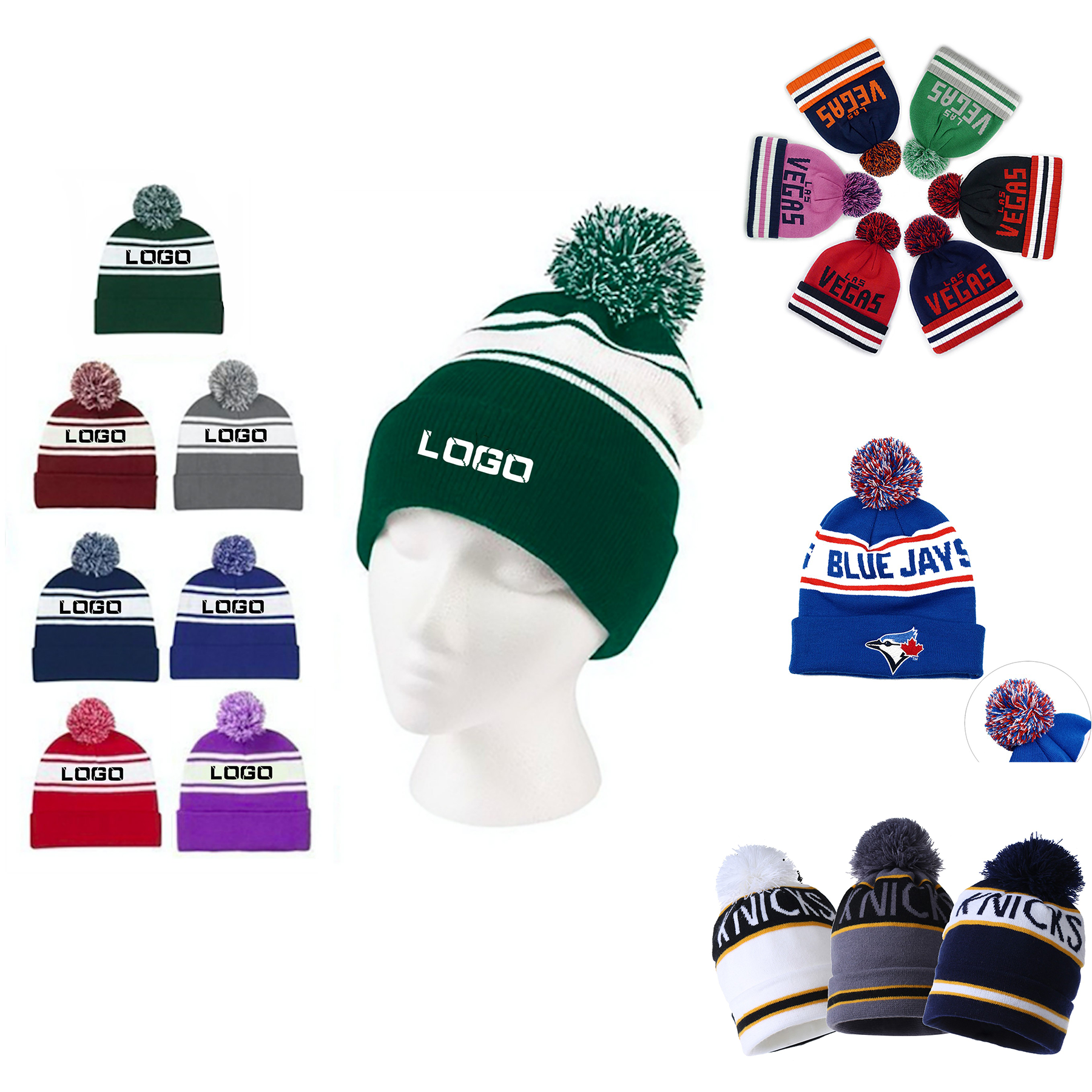 MOQ50Pcs Completely Custom Knit Pom Beanie With Cuff 2
