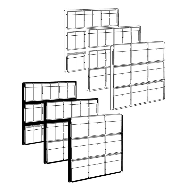 Wall Mount Adjustable for 9-18 Pockets Clear Back