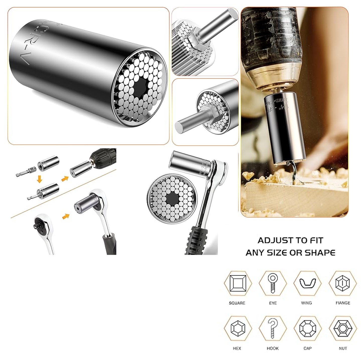 Super Universal Socket Wrench Set with Power Drill Adapter 2