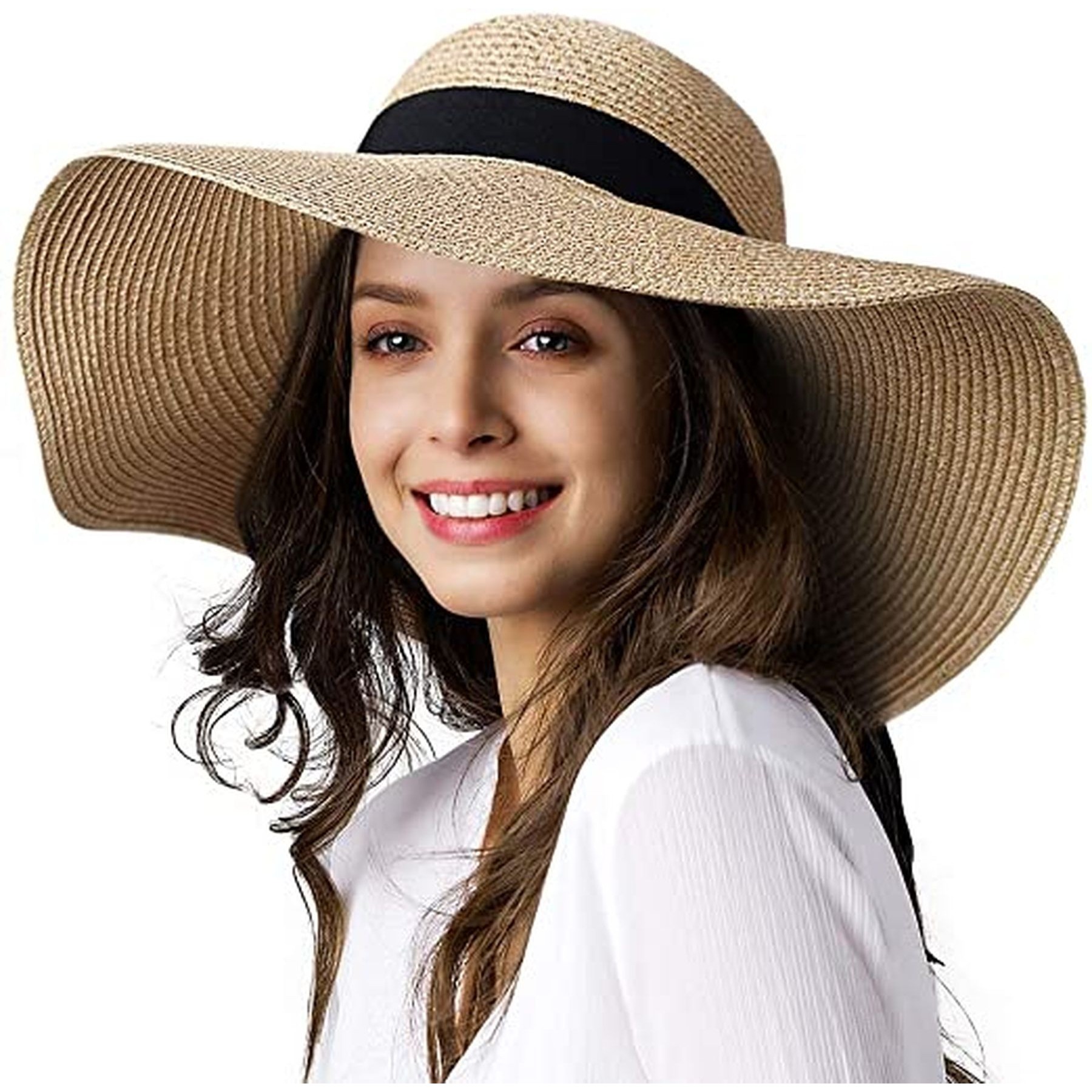 Wide Brim Sun Straw Hat Roll Up Floppy Beach Hats 5