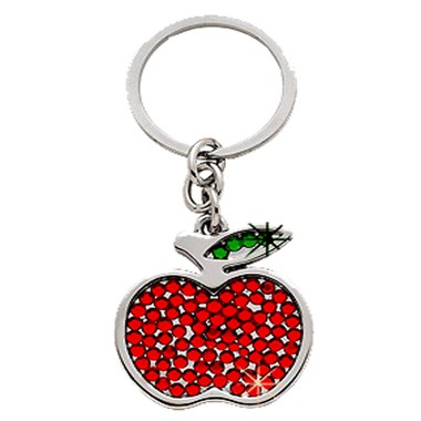 Apple key Chain W/ Red Crystals, NP 1.375 1