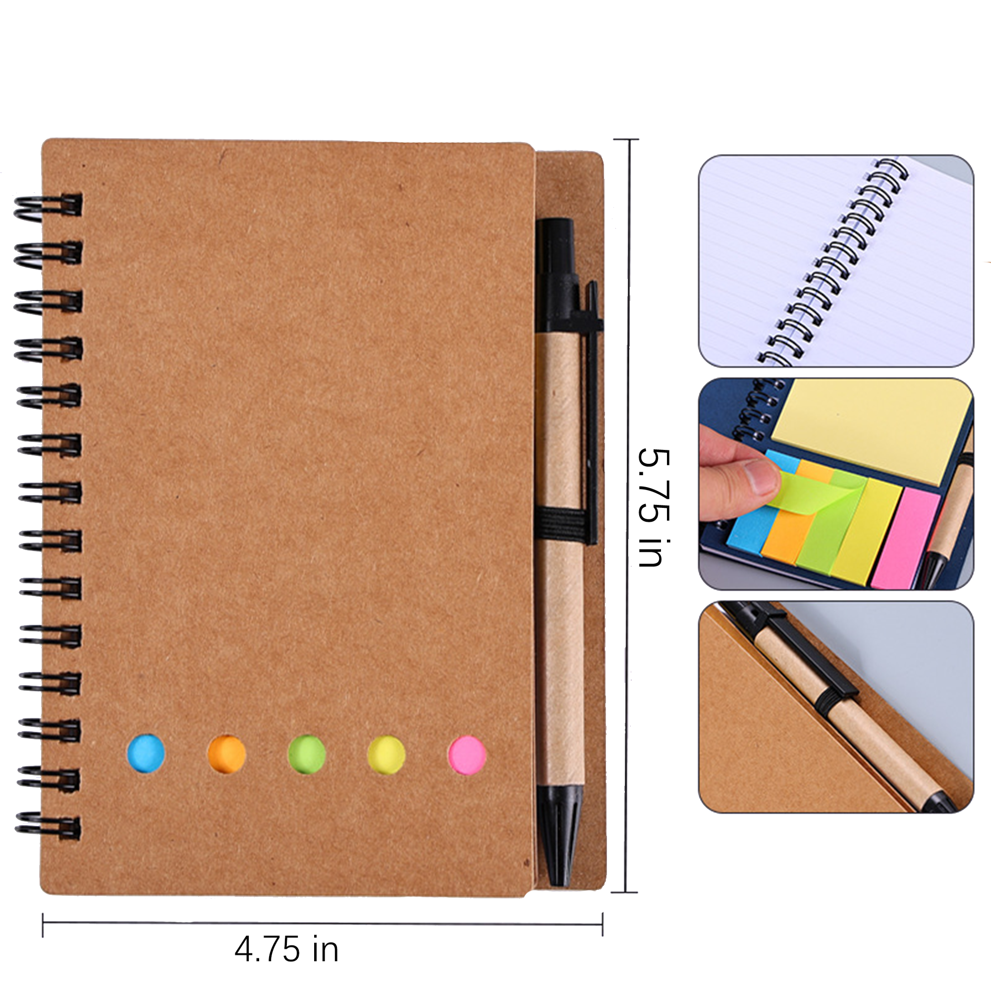 Coil Bound Notepad With Adhesive Notes And Pen 6