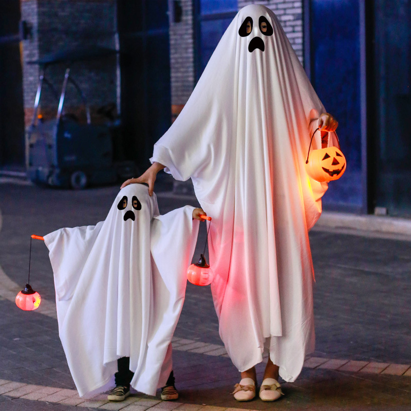 Halloween White Ghost Cloak Costume for Adult Kids Cosplay 2