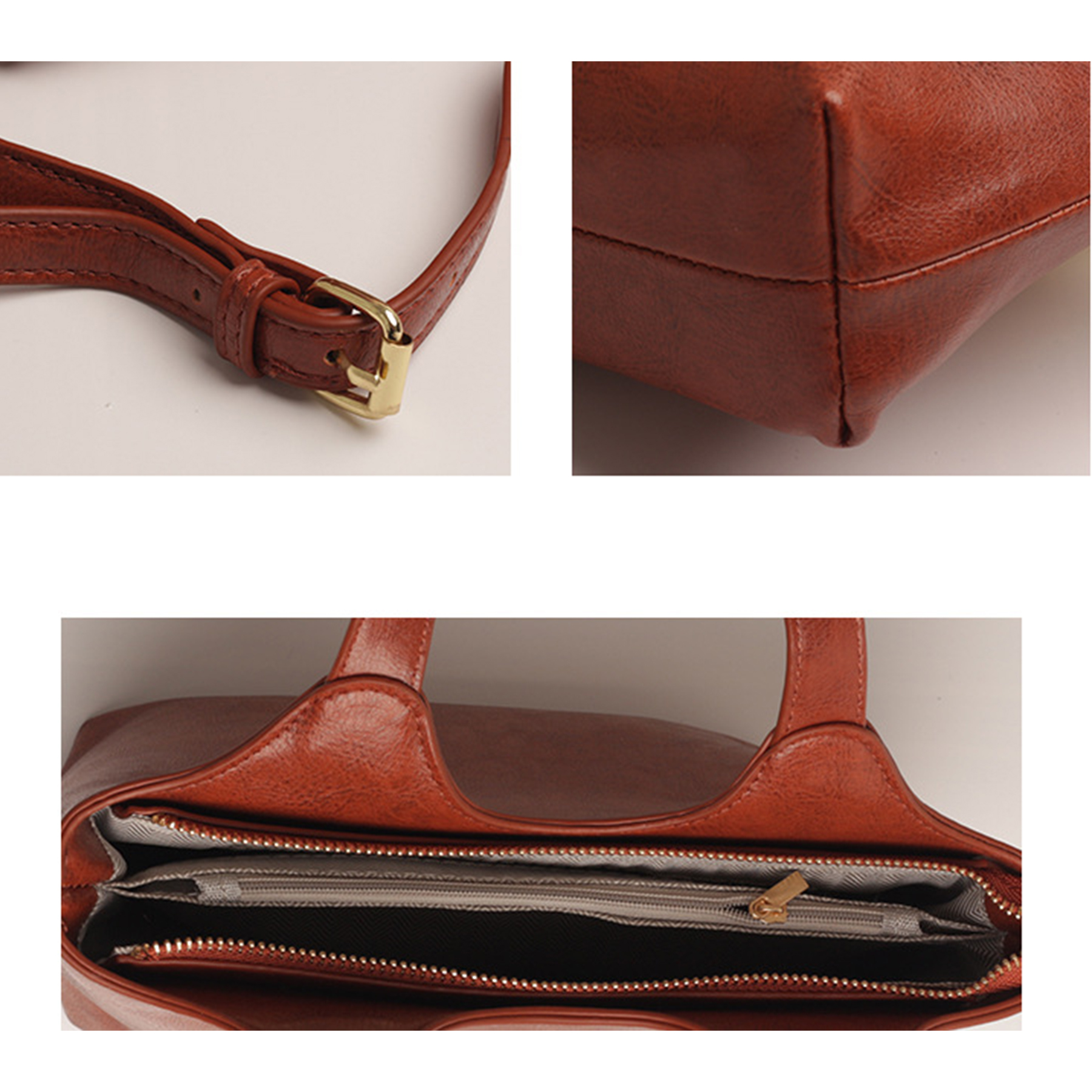 Pu Leather simple waterproof Portable Cross-body Bag Brown 3