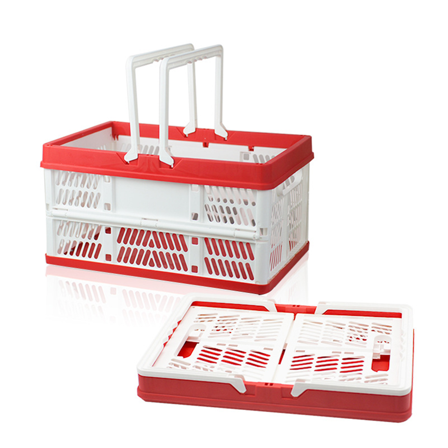 Foldable Plastic Storage Basket w/ Handle 4