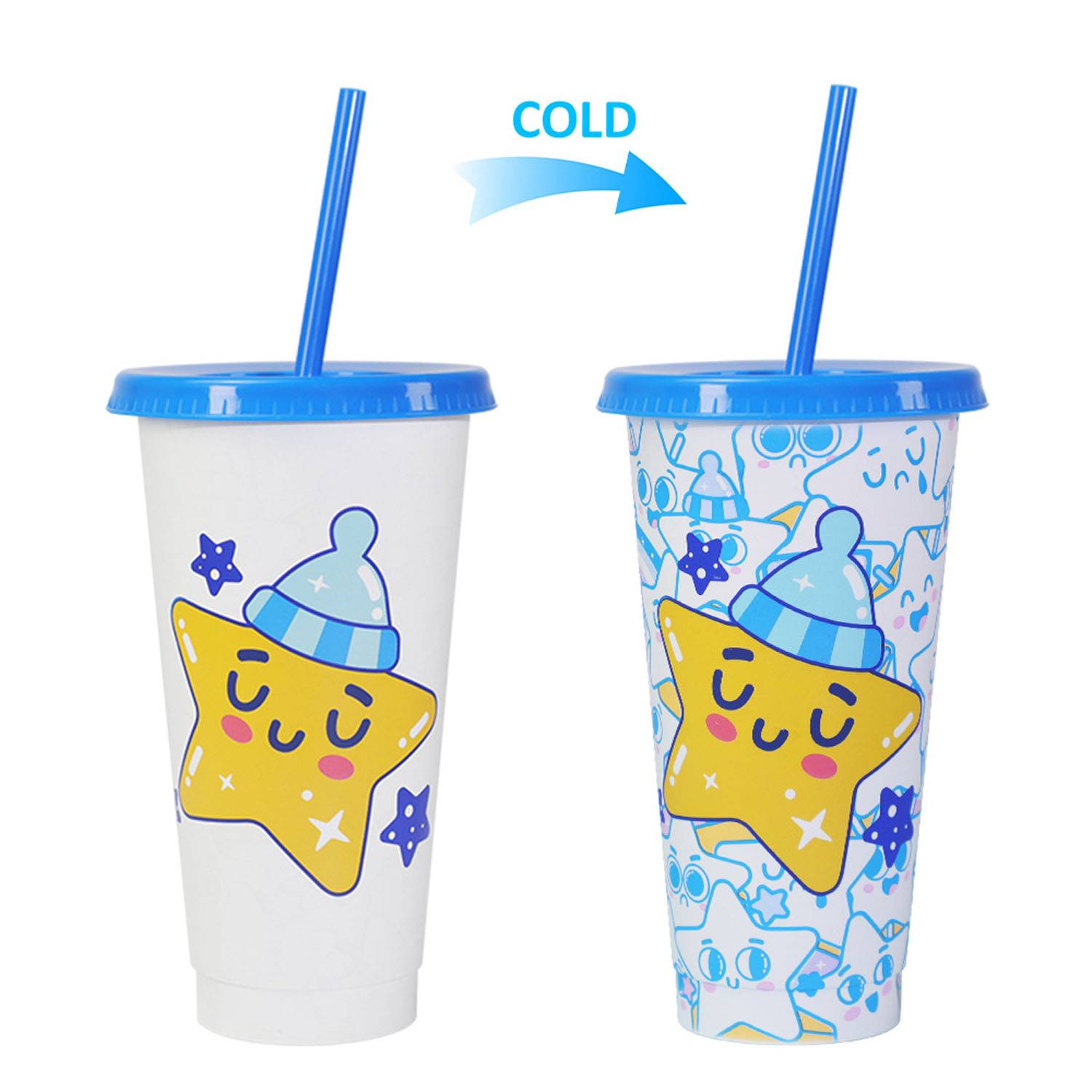 24oz Reusable Color Changing Plastic Cold Drink Cup 10