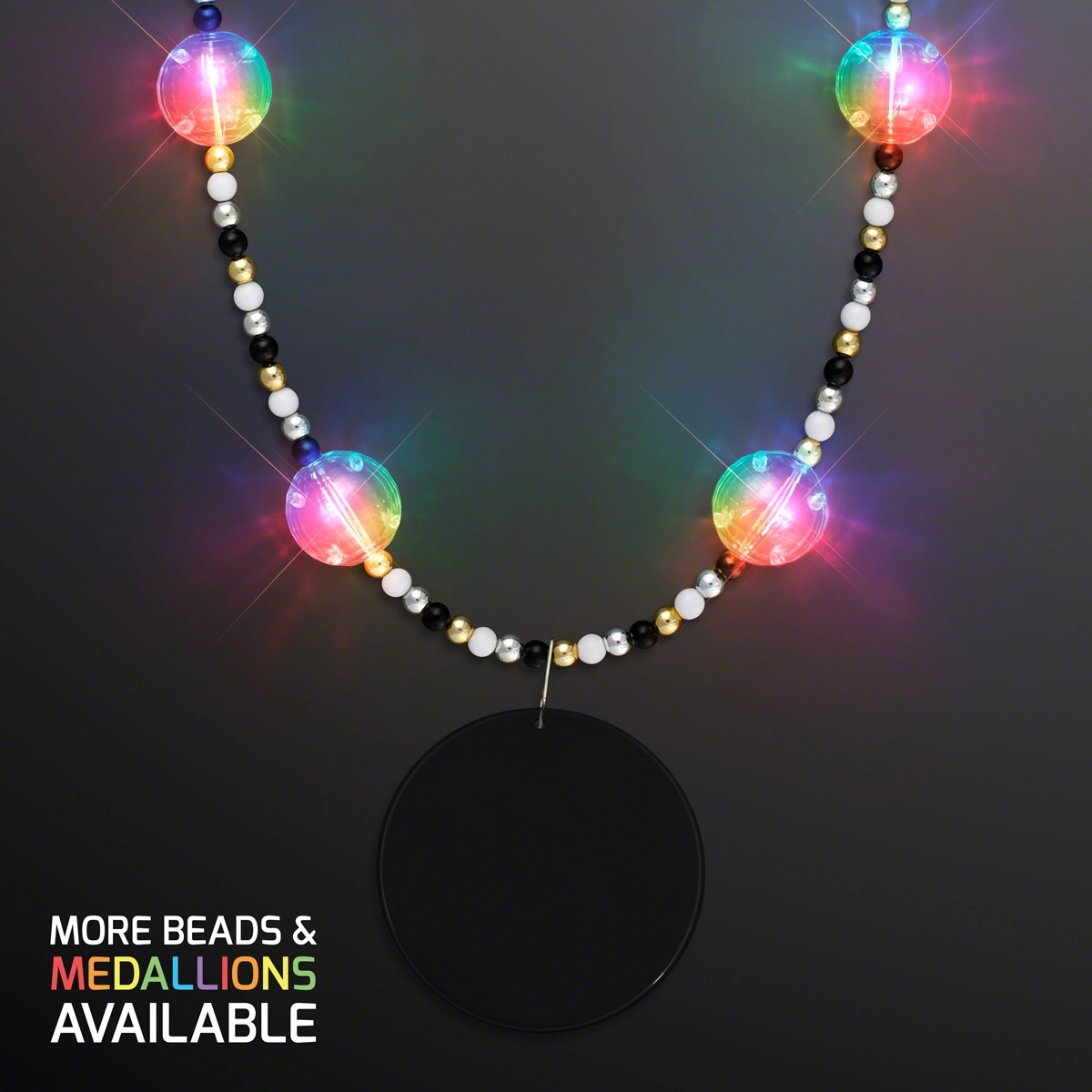 Multicolor Light Beads Necklace with Black Medallion 2