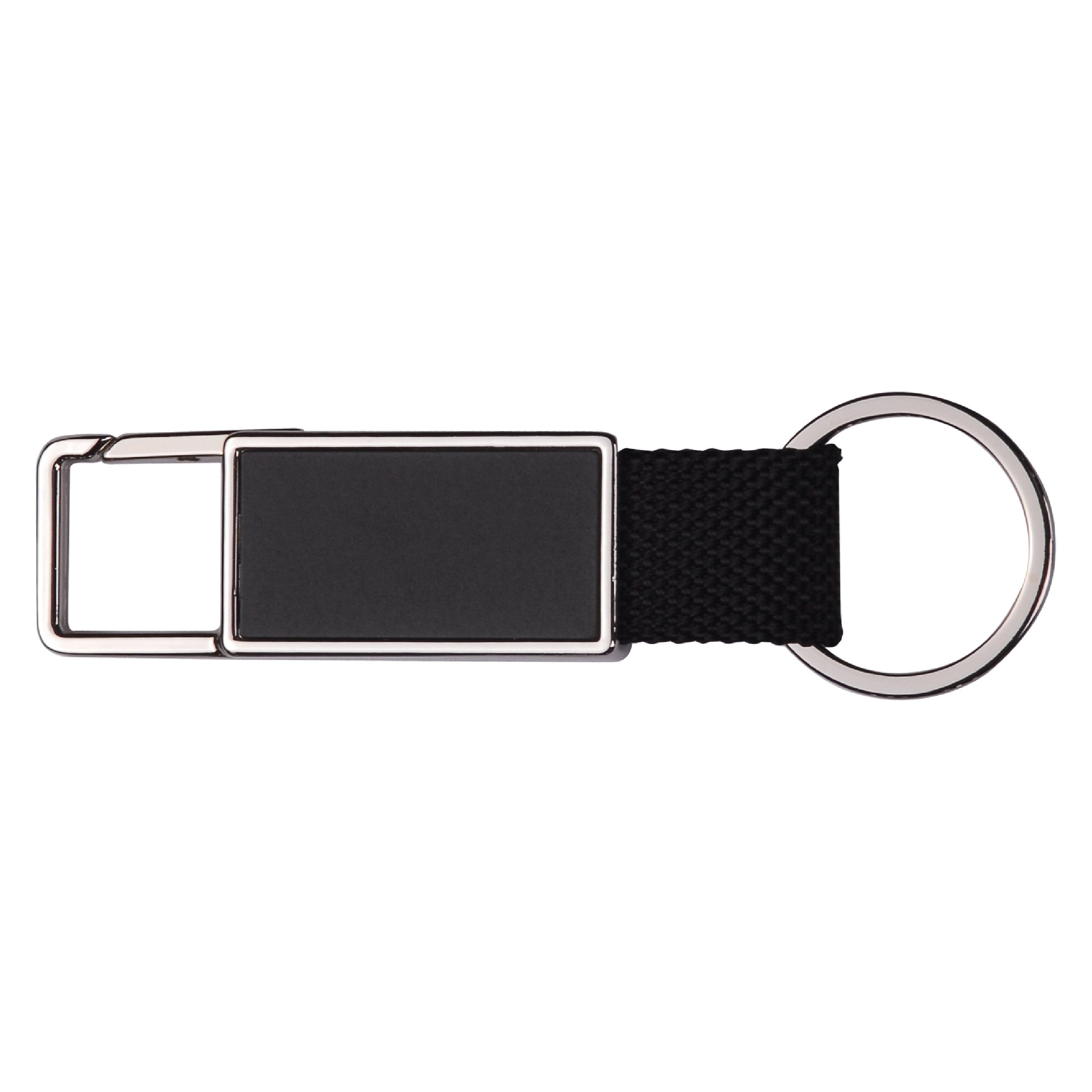 Double-Sided Rectangular Snap-On Metal Black Plated Keychain 3