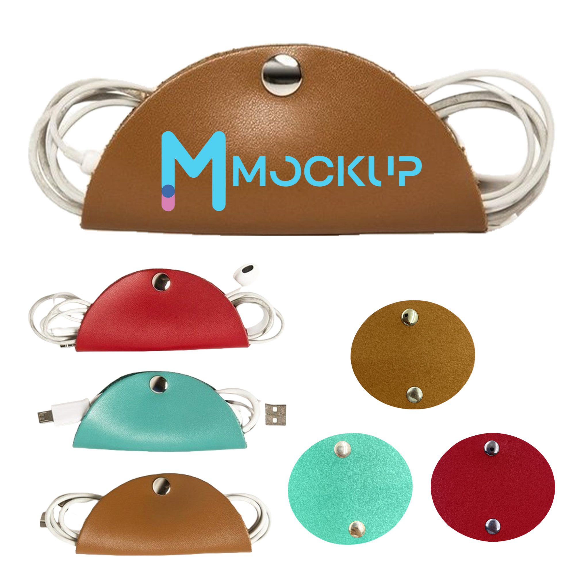 Round Leather Cable Strap Cord Organizer 5