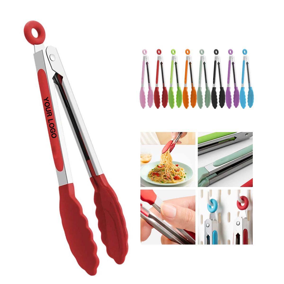Ergonomic Silicone Handle Kitchen Tongs 8 Inch 2