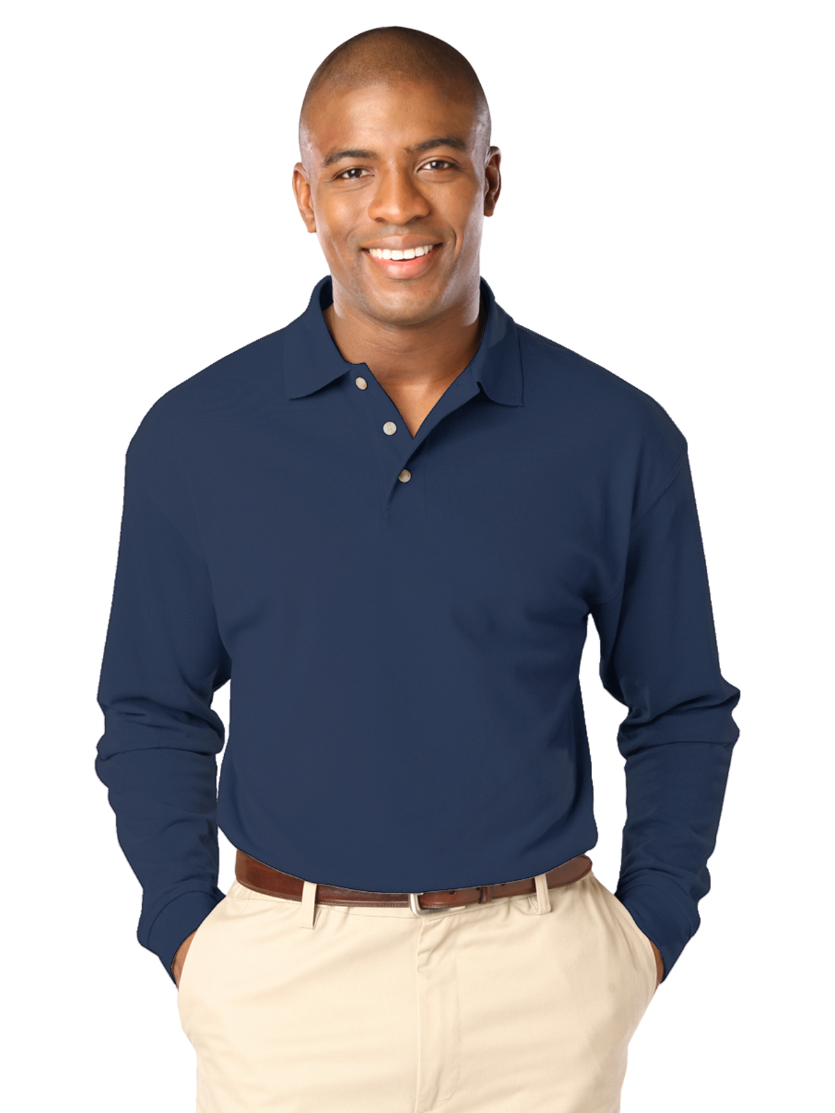 Blue Generation - Men's Pocketless Superblend Long Sleeve Polo 21
