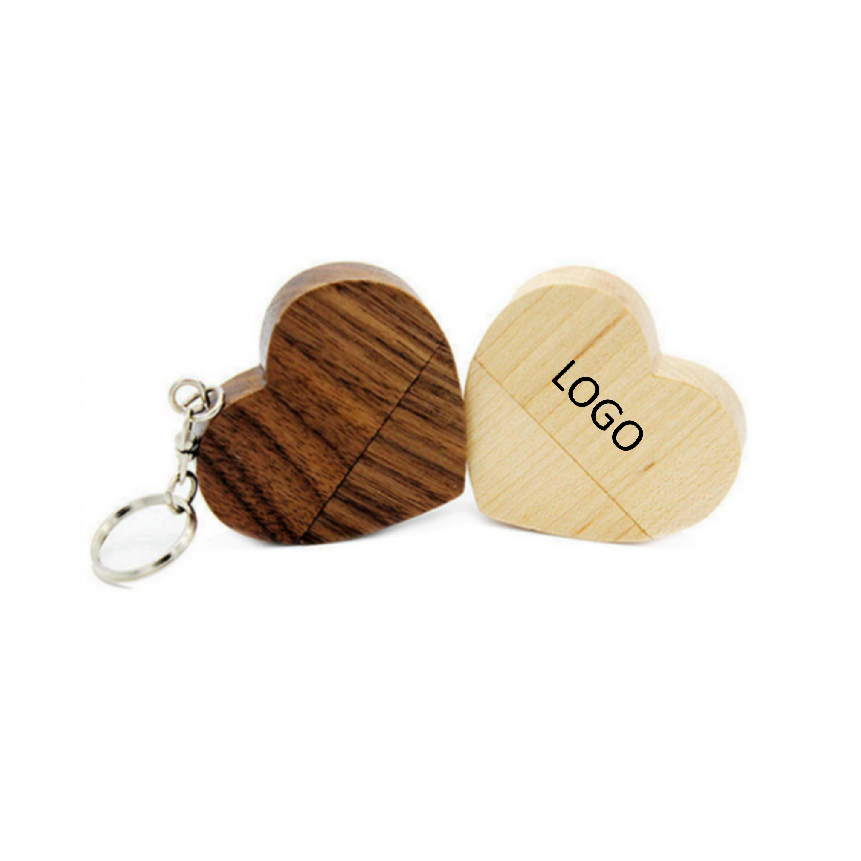 Eco-friendly wooden heart-shaped flash drive 2