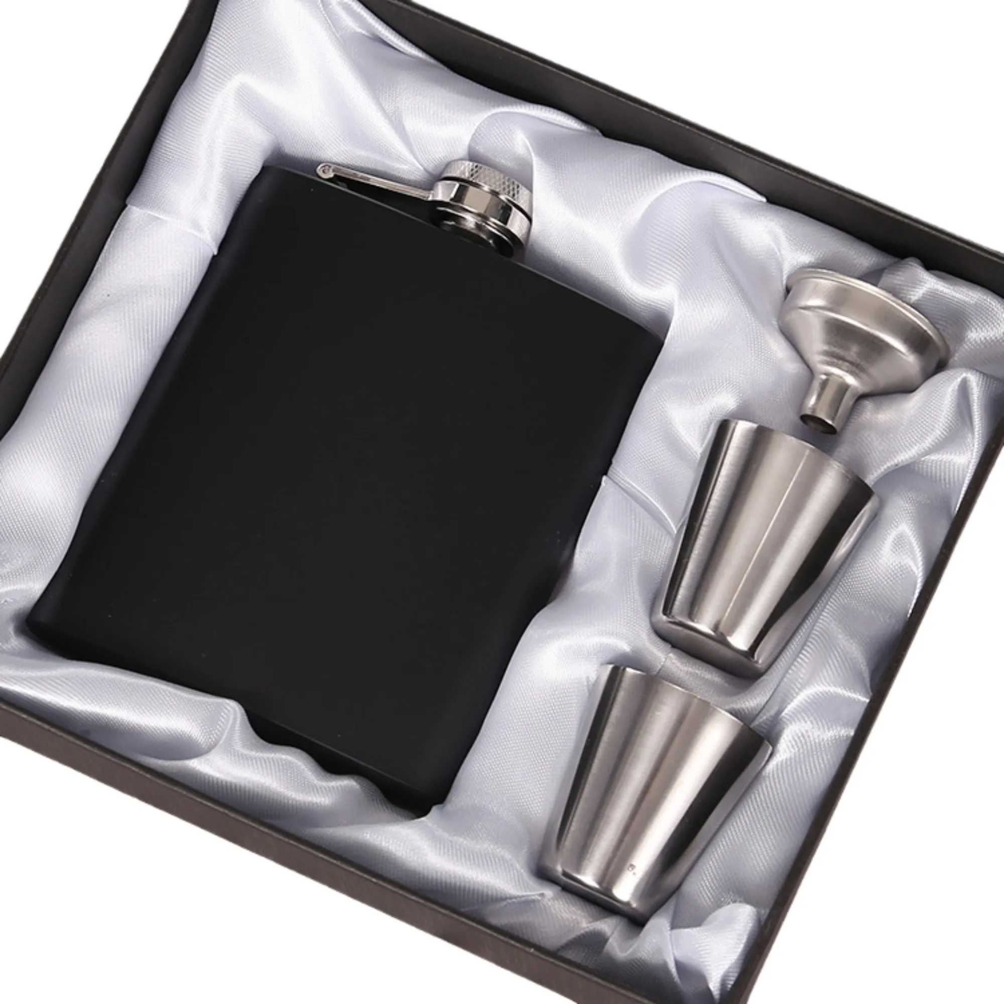 7oz Portable Stainless Steel Drinkware Set Gift Box, custom water bottle with logo imprint 2
