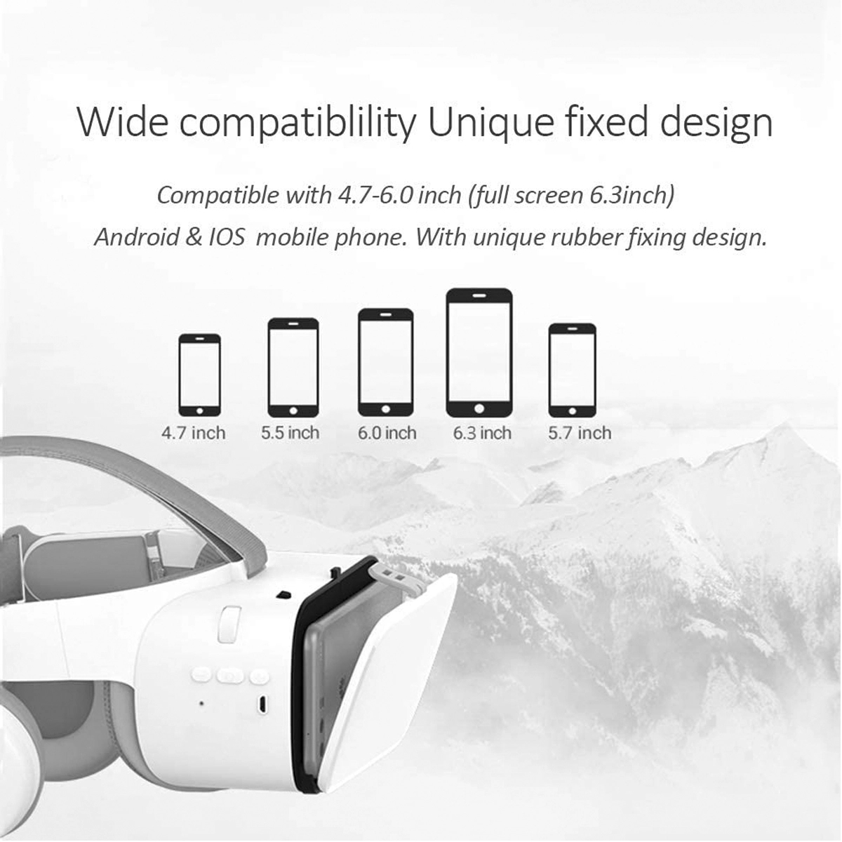 3D VR Virtual Reality Headset with Wireless Headphones 3