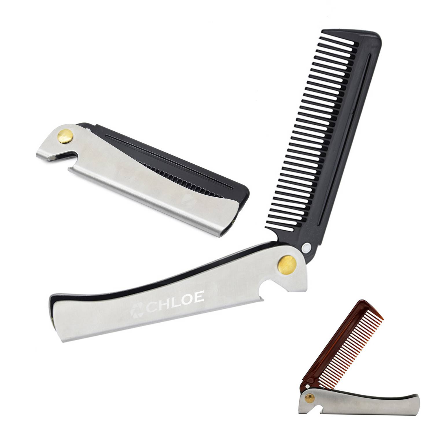 Folding Oil Head Stainless Steel Comb Metal 7