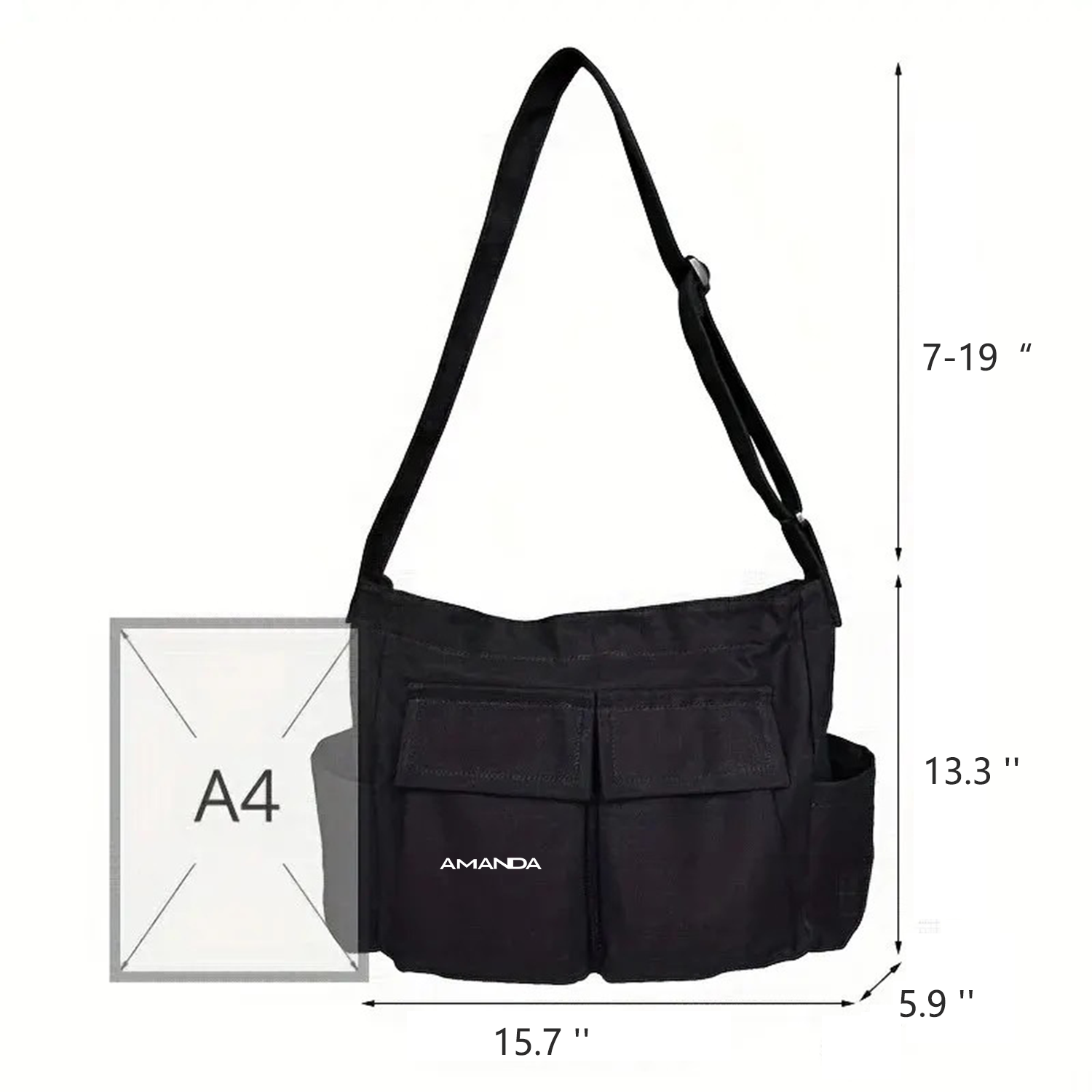 Large Capacity Casual Water Resistant Canvas Crossbody Bag 7
