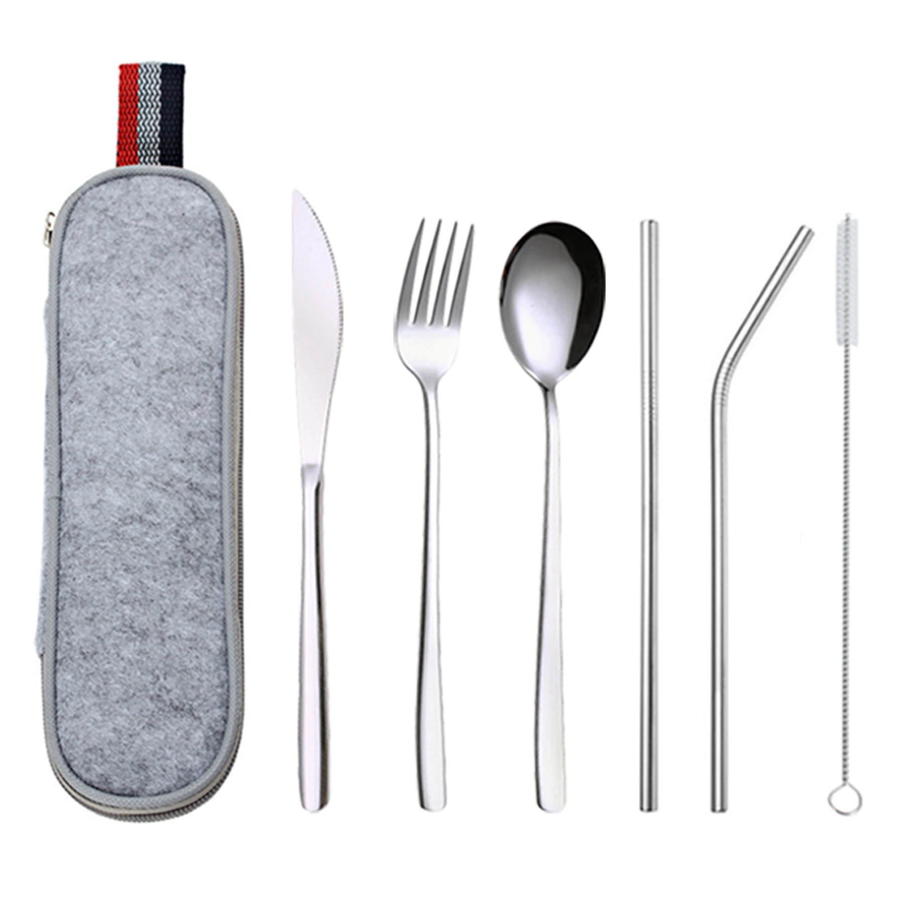 Silver Stainless Steel Cutlery Set In Felt Bag 5