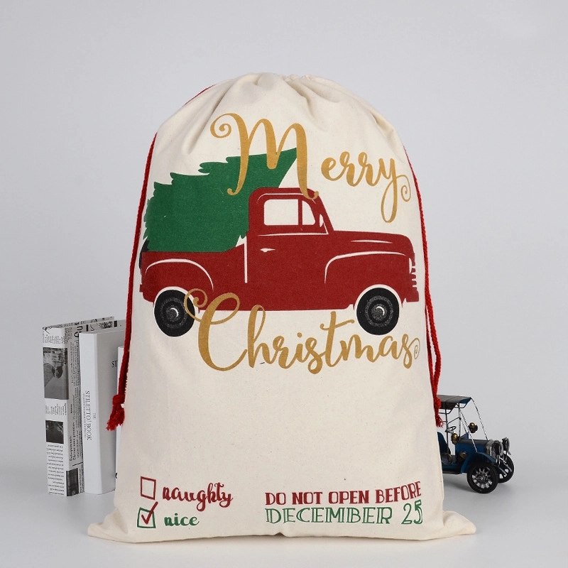Large Christmas Canvas Gift Bag with Drawstring 3