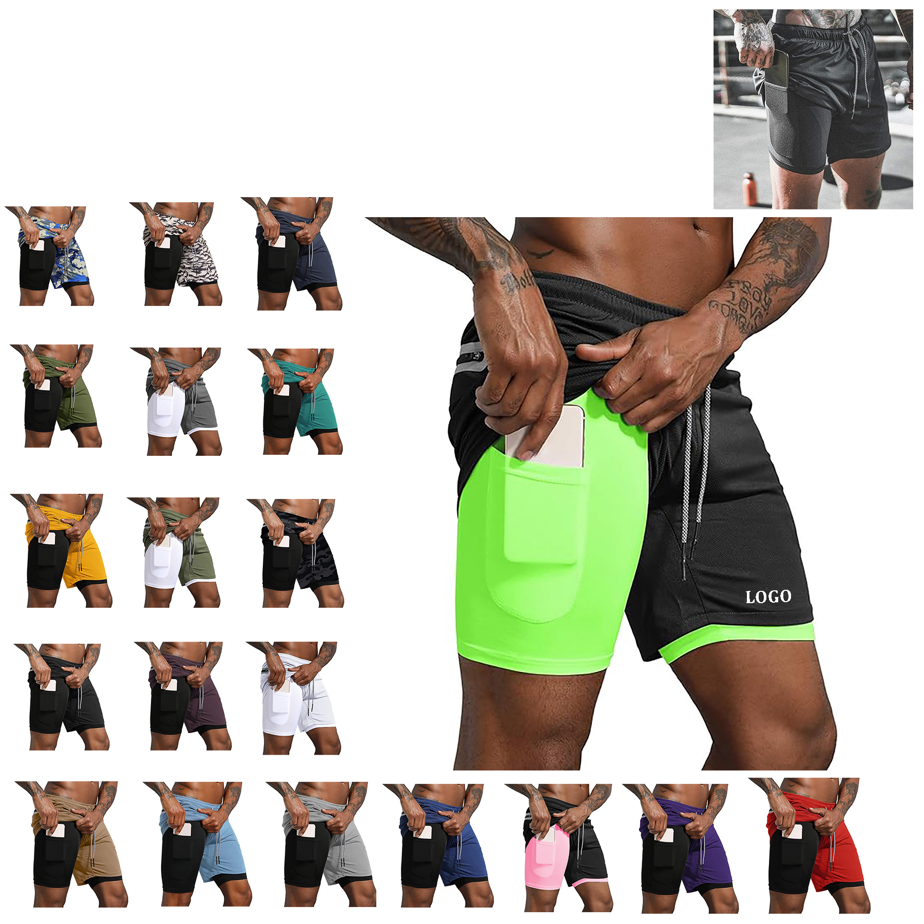 Men's 2 in 1 Workout Running Shorts 12