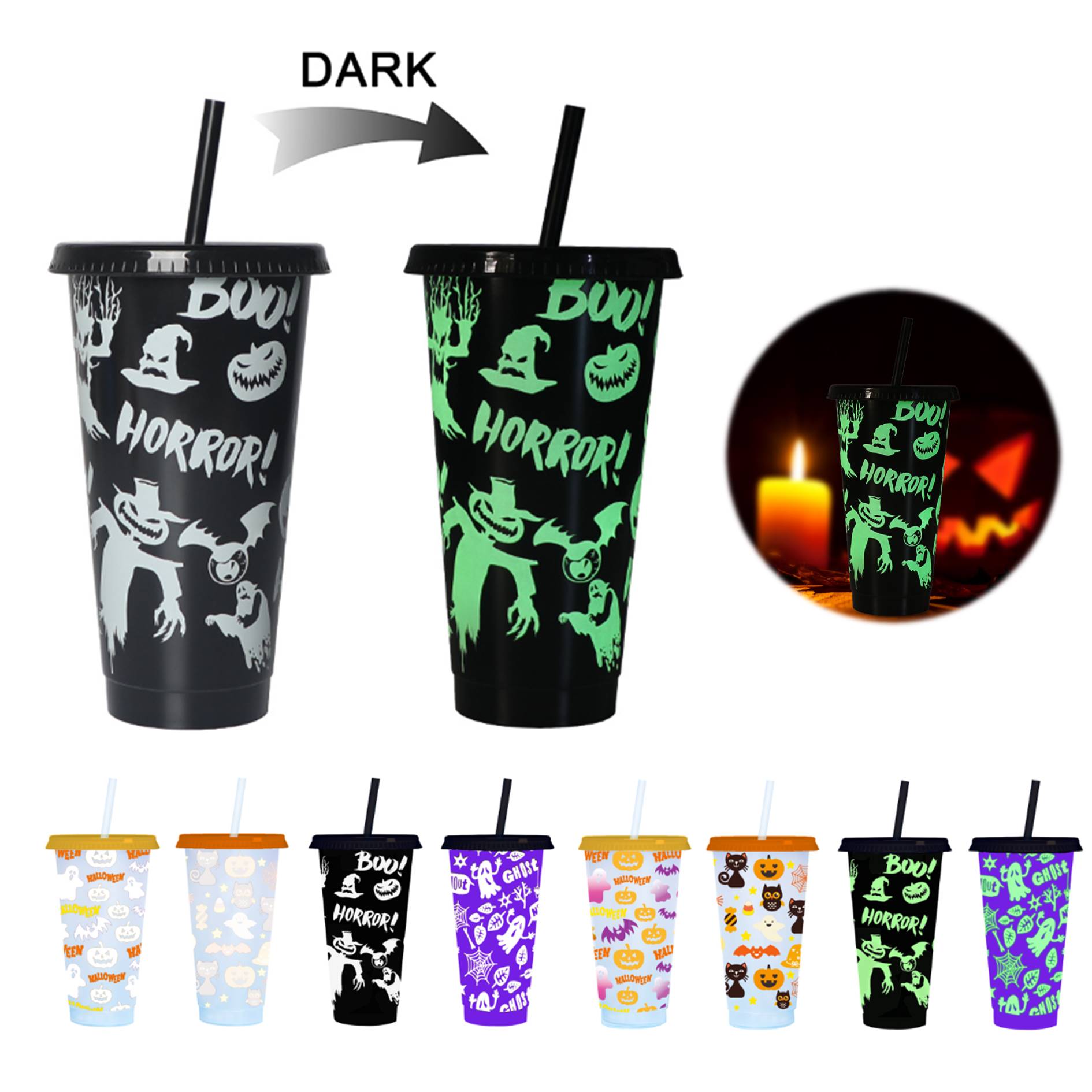 24oz. Halloween Luminous Cup With Straw And Lid 3