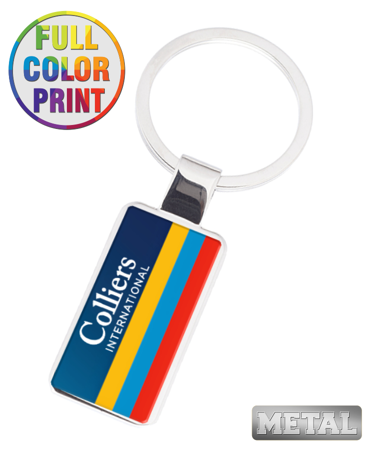 Rectangle Shaped Metal Keychain - Full Color Dome 1