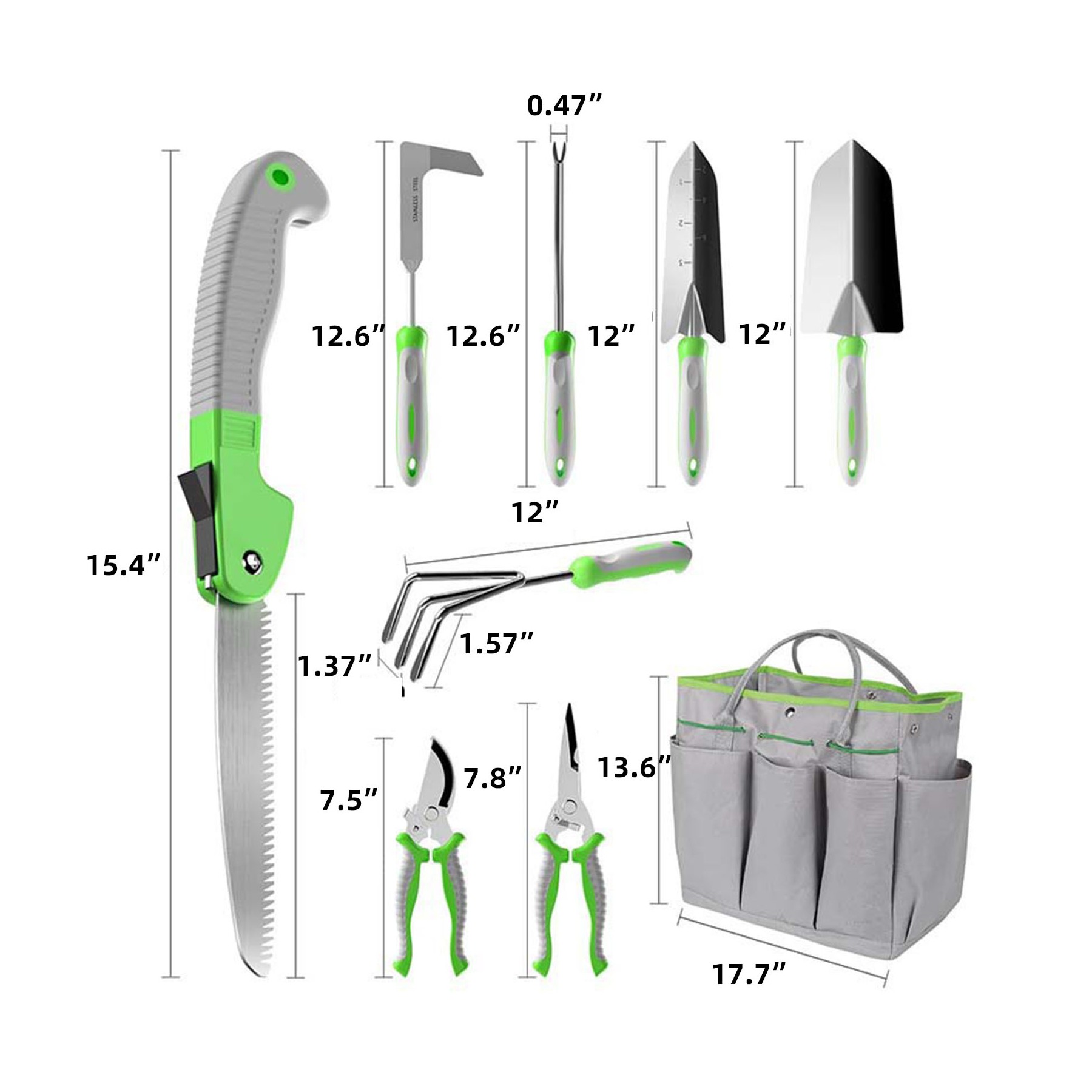 10 Piece Stainless Steel Heavy Duty Gardening Tool Set 1