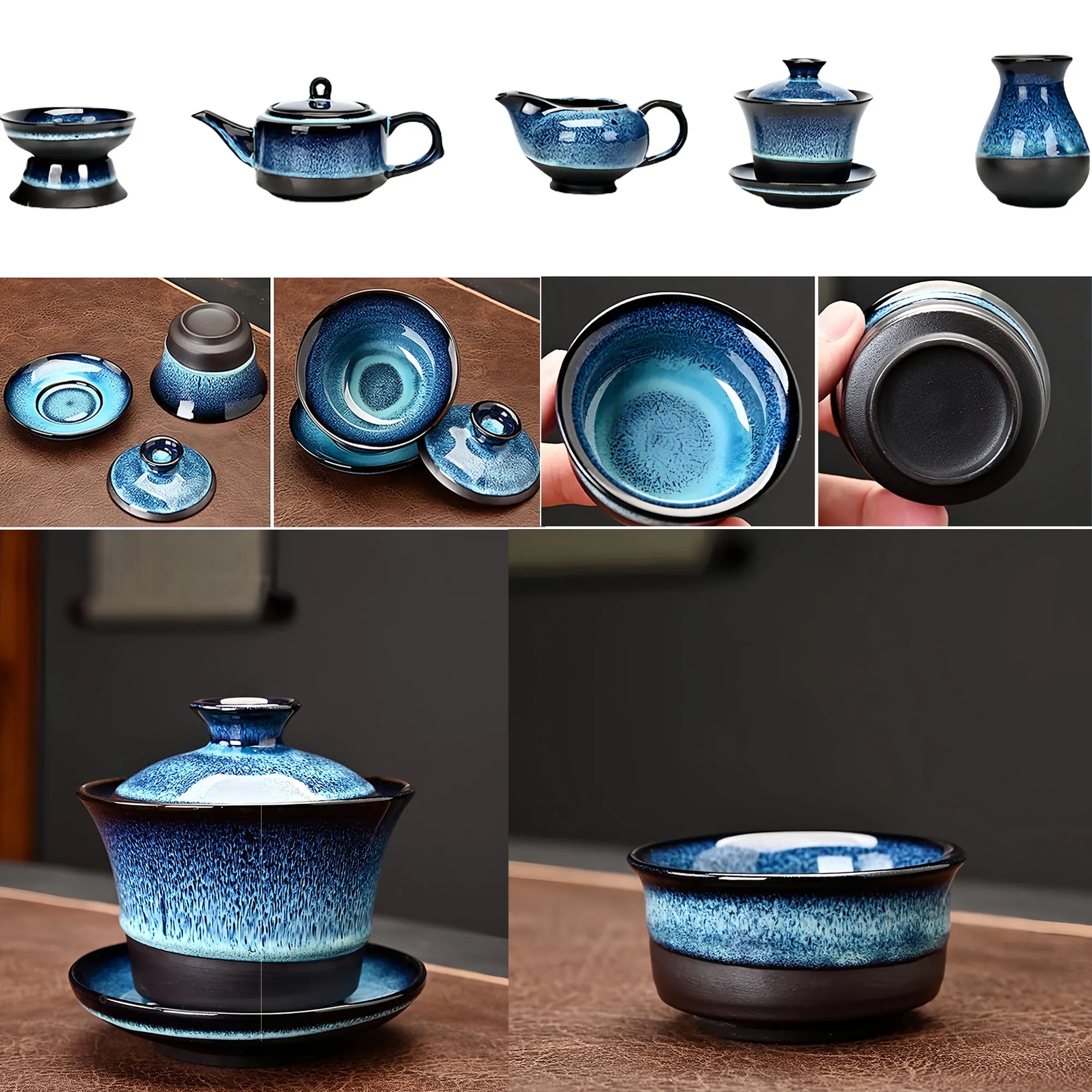 Premium Jun Kiln Glazed Tea Set With Gift Box For Business 5